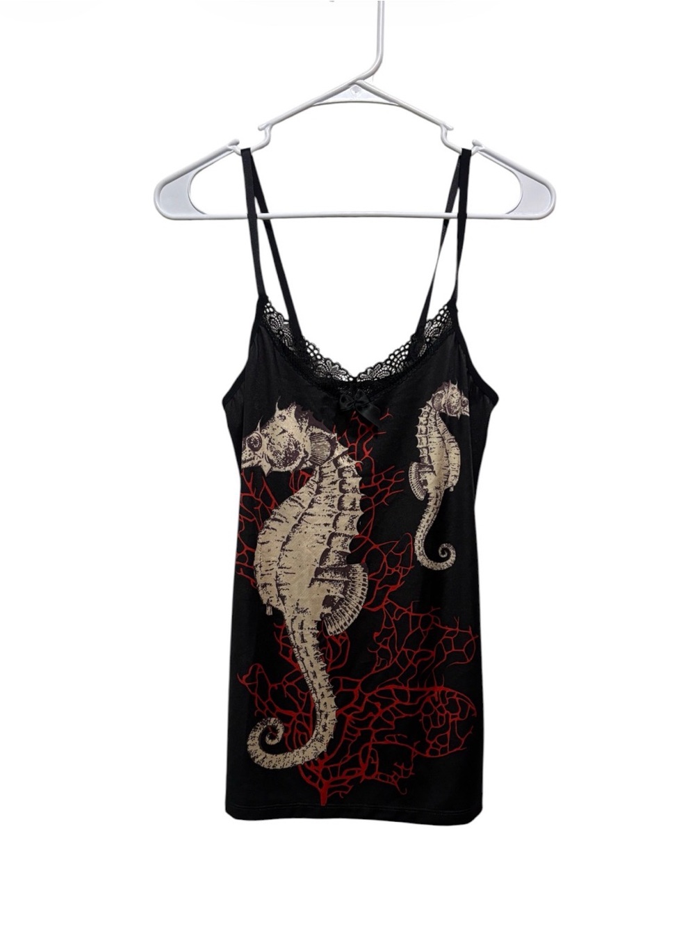 Jaw breaker Black Lace-Trim Seahorse Cami Slip - Black